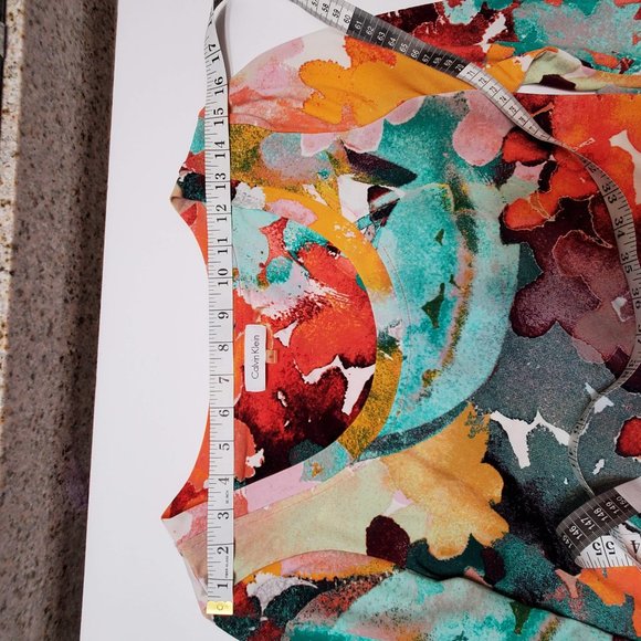 Calvin Klein Tunic Dress, size S, Multi-Colored Colorful Abstract Floral Design - Picture 6 of 7